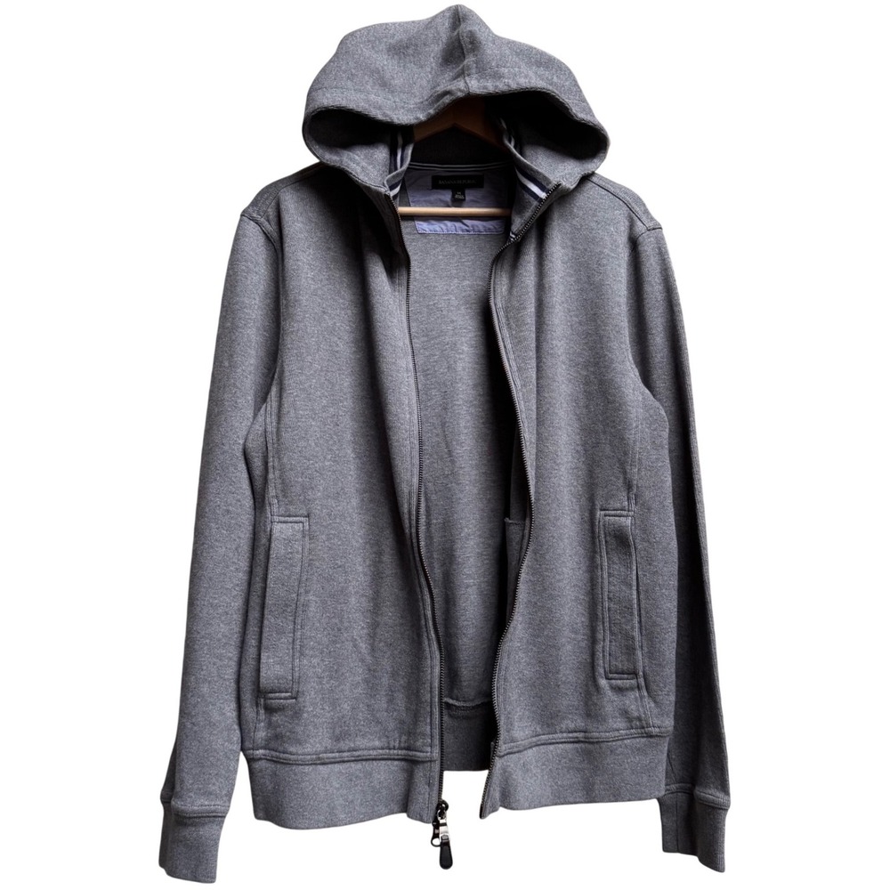 EUC Banana Republic‎ Mens Grey Full Zip Hoodie M 100% Cotton Preppy Normcore